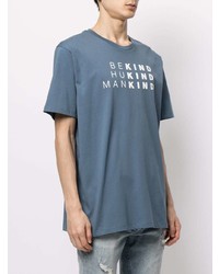 Мужская синяя футболка с круглым вырезом с принтом от 7 For All Mankind