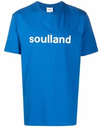 Мужская синяя футболка с круглым вырезом с принтом от Soulland