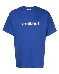 Мужская синяя футболка с круглым вырезом с принтом от Soulland