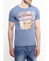 Мужская синяя футболка с круглым вырезом с принтом от SPRINGFIELD