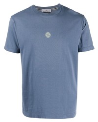 Мужская синяя футболка с круглым вырезом с принтом от Stone Island