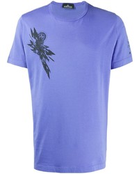 Мужская синяя футболка с круглым вырезом с принтом от Stone Island Shadow Project