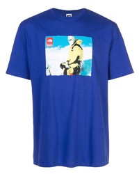 Мужская синяя футболка с круглым вырезом с принтом от Supreme