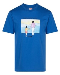 Мужская синяя футболка с круглым вырезом с принтом от Supreme