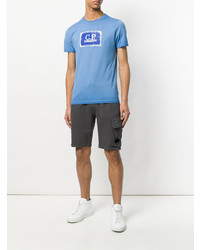 Мужская синяя футболка с круглым вырезом с принтом от CP Company