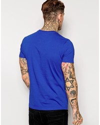 Мужская синяя футболка с круглым вырезом с принтом от Diesel