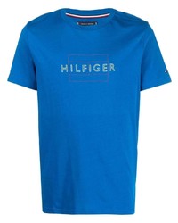 Мужская синяя футболка с круглым вырезом с принтом от Tommy Hilfiger