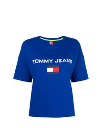 Женская синяя футболка с круглым вырезом с принтом от Tommy Jeans