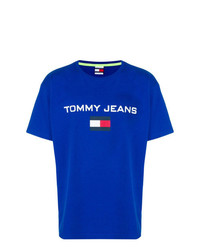 Мужская синяя футболка с круглым вырезом с принтом от Tommy Jeans