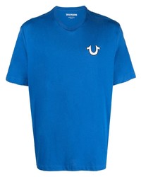 Мужская синяя футболка с круглым вырезом с принтом от True Religion