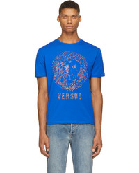 Мужская синяя футболка с круглым вырезом с принтом от Versus