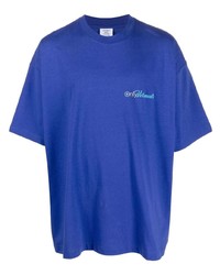Мужская синяя футболка с круглым вырезом с принтом от Vetements