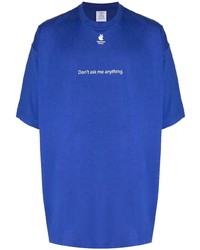 Мужская синяя футболка с круглым вырезом с принтом от Vetements