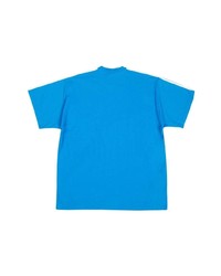 Мужская синяя футболка с круглым вырезом с принтом от Balenciaga