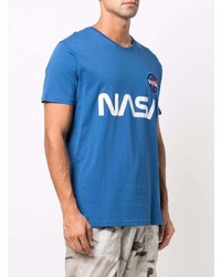 Мужская синяя футболка с круглым вырезом с принтом от Alpha Industries