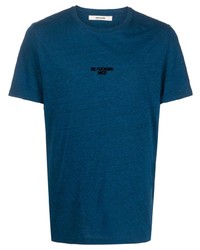 Мужская синяя футболка с круглым вырезом с принтом от Zadig & Voltaire