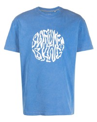 Мужская синяя футболка с круглым вырезом с цветочным принтом от Sunflower