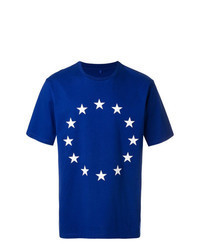Синяя футболка с круглым вырезом со звездами