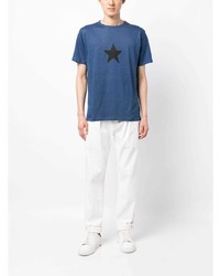 Мужская синяя футболка с круглым вырезом со звездами от agnès b.