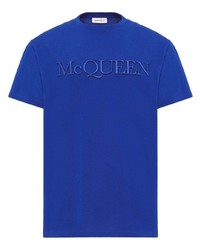 Мужская синяя футболка с круглым вырезом от Alexander McQueen