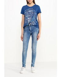 Женская синяя футболка с круглым вырезом от Baon