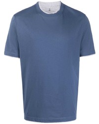 Мужская синяя футболка с круглым вырезом от Brunello Cucinelli
