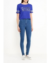 Женская синяя футболка с круглым вырезом от Eleven Paris