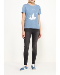 Женская синяя футболка с круглым вырезом от Eleven Paris