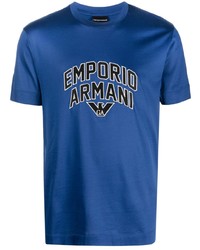 Мужская синяя футболка с круглым вырезом от Emporio Armani