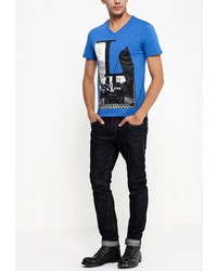 Мужская синяя футболка с круглым вырезом от Guess Jeans