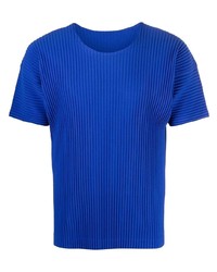 Мужская синяя футболка с круглым вырезом от Homme Plissé Issey Miyake