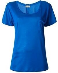 Женская синяя футболка с круглым вырезом от Saint Laurent