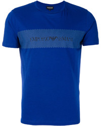 Мужская синяя футболка с принтом от Emporio Armani