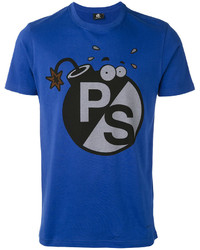 Мужская синяя футболка с принтом от Paul Smith