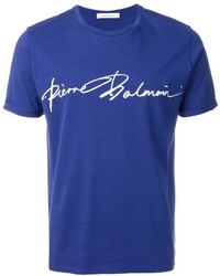Мужская синяя футболка с принтом от Pierre Balmain