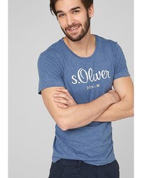 Мужская синяя футболка с принтом от s.Oliver