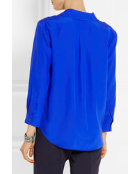 Синяя шелковая блуза на пуговицах от Jil Sander
