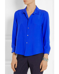 Синяя шелковая блуза на пуговицах от Jil Sander