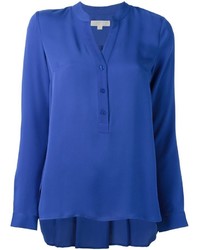 Синяя шелковая блузка