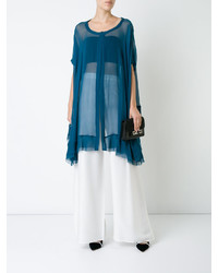 Синяя шелковая блузка от Taylor