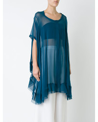 Синяя шелковая блузка от Taylor