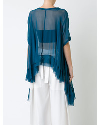 Синяя шелковая блузка от Taylor