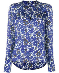 Синяя шелковая блузка от Christian Wijnants
