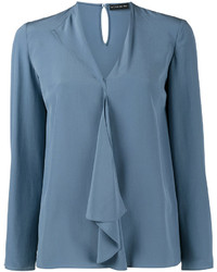 Синяя шелковая блузка от Etro
