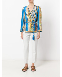 Синяя шелковая блузка от Etro