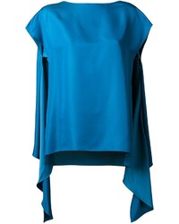 Синяя шелковая блузка от Nina Ricci