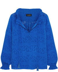 Синяя шелковая блузка от Saloni