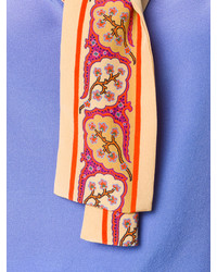 Синяя шелковая блузка от Etro