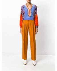 Синяя шелковая блузка от Etro