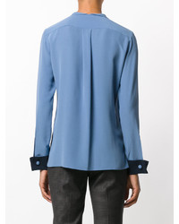 Женская синяя шелковая рубашка с геометрическим рисунком от Etro